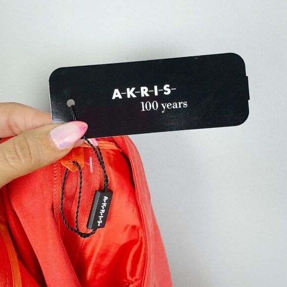 AKRIS | NEW Floretta Orange Wide Leg High Waist Silk Pants Women’s Size 8 - Picture 11 of 16